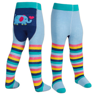 Baby Girls Tights with Anti Slip Grips 1 Pair - Elephant Blue