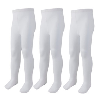 Girls Back To School Plain Tights White - 3 Pairs