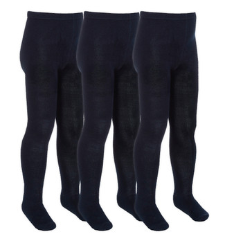 Girls Bamboo Super Gentle Soft Back To School Tights 3 Pairs - Navy