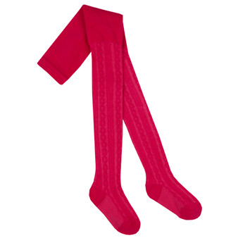 Girls Cable Design Winter Tights Hot Pink - 1 Pair