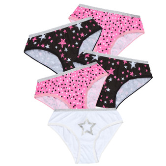 Girls Printed Knickers Briefs Underwear Set of 5 Stars