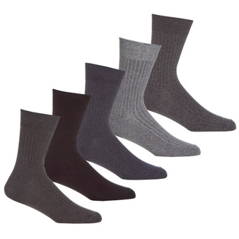 Mens 5 Pairs Multipack Classic Plain Rib Socks Mixed