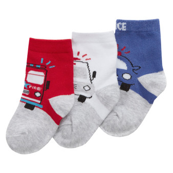 Baby Boy's Cotton Rich Patterned Socks 3 Pairs - Cars