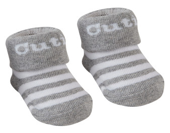 Newborn Baby Girl Boy Unisex Socks Booties With Organza Bag Grey