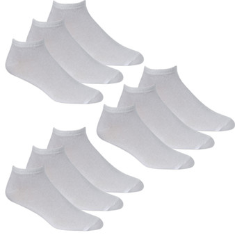 Mens Sports Trainer Liner Insert Low Cut Socks White 9 Pairs