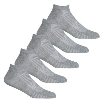 5 Pairs Mens Sports Trainer Liner Insert Low Cut Socks Grey