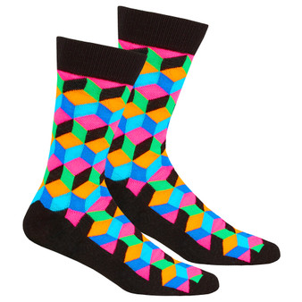 Mens Novelty Funky Socks Black Cubes