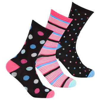 Womens Elasticated Bamboo Socks 3 Pairs - Black