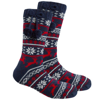 Womens Fair isle Lounge Sock With Grippers