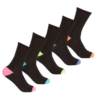 Womens Heel & Toe Socks 5 Pairs - Vibrant