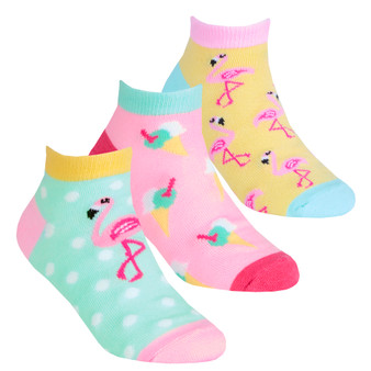 Girls Summer Trainer Liner Low Cut Novelty Socks Blue - 3 Pairs