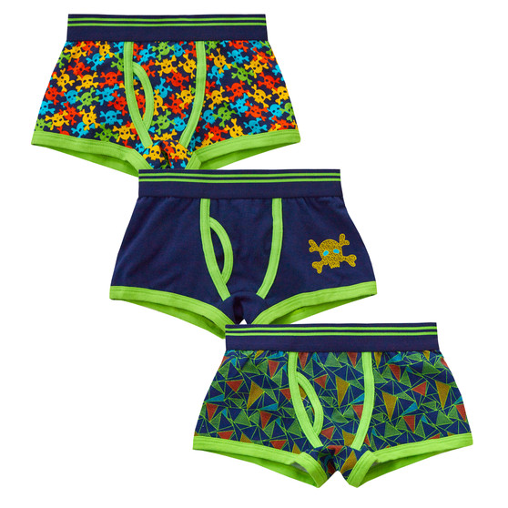 Boys Trunks Fit Boxers Shorts Underwear Skull 3 Pairs