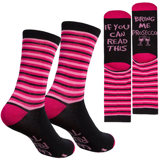 Ladies Funny Slogan Design Mid Calf Socks Prosecco
