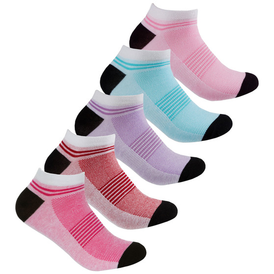 Womens 5 Pairs Trainer Liner Socks Black