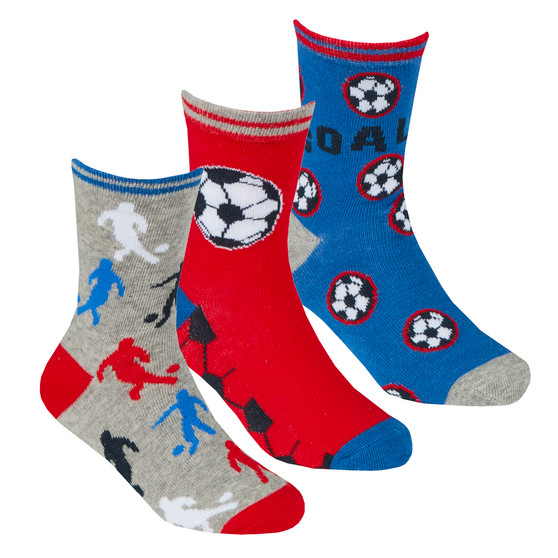 Boys Cartoon Novelty Football Socks 3 Pairs - Blue Football