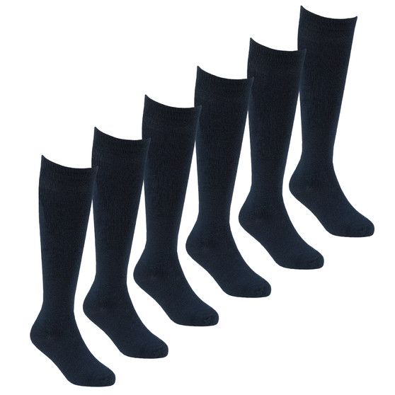 Girls Bamboo Super Gentle Soft Knee High Socks 6 Pairs - Navy