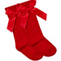 Baby Girls Knee High Socks with Satin Bow 1 Pair Red