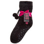 Girls Cable Lounge Chunky Knitted with Grippers Socks Black