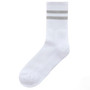 Ladies Cotton Rich Sport Socks 3 Pairs White with Grey Stripe