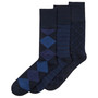 Mens Bamboo Comfort Fit Loose Top Mid Calf Socks Argyle Pattern Crew Socks Blue