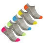 Womens Low Cut Trainer Sport Socks 5 Pairs Grey Vibrant