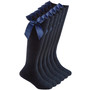 Girls High Knee With Satin Bow Back To School Plain Socks 3 Pairs - Navy