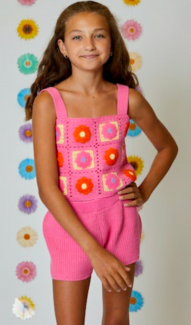 DHG Fuchsia Crochet Sweater Tank  