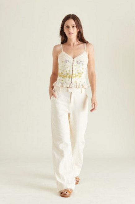 SM Blossom Bustier Top Pale Yellow Flowers - PHIA