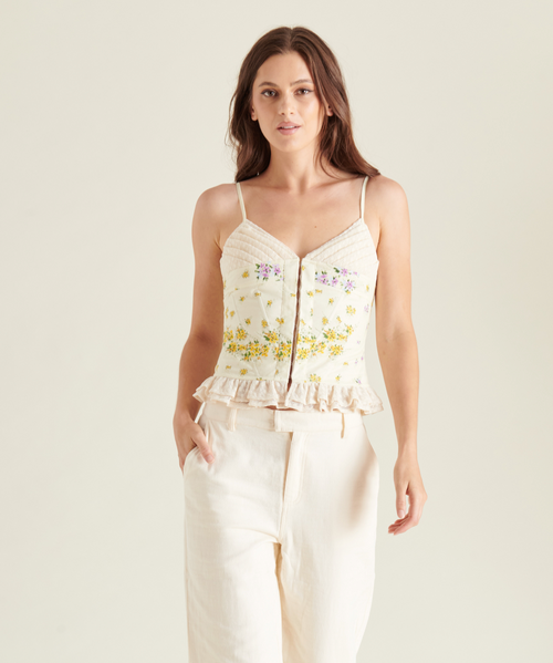 SM Blossom Bustier Top Pale Yellow Flowers - PHIA