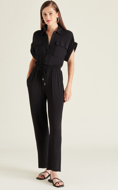 Steve Madden  Alya Jumpsuit in Black with front buttons 