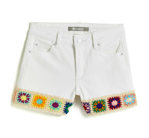 TRT Brittany White Short w/ Crochet Hem          