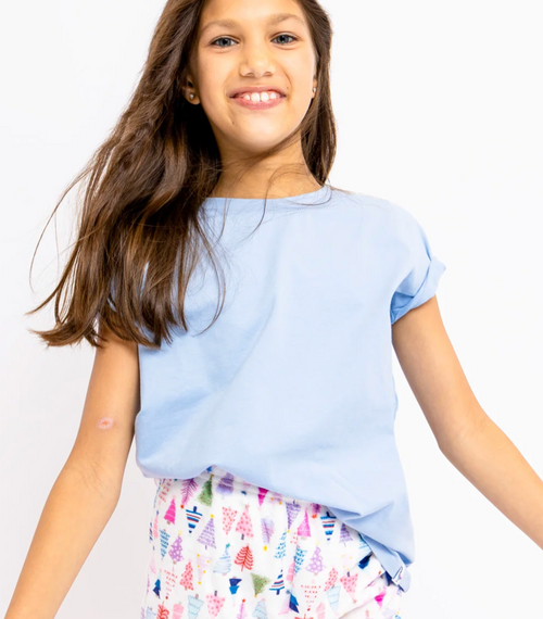 PG Blue  Basic Short Sleeve Top 