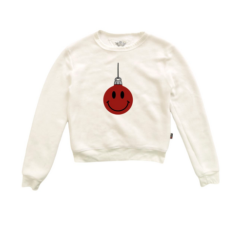 T2L White L/S Crew Neck Smile Ornament Sweatshirt 