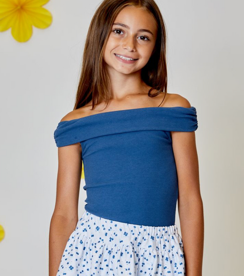 DHG Mid Blue Off The Shoulder Top 