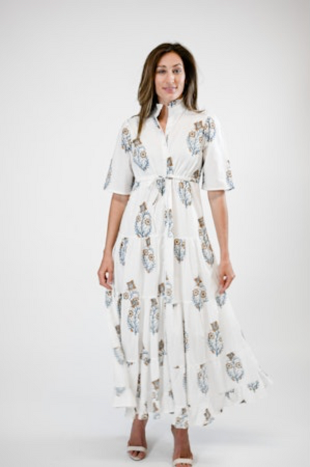 Victoria Dunn Low Country Maxi | Golden Dawn, women’s short sleeve maxi dress, effortlessly elegant women’s short sleeve maxi dress