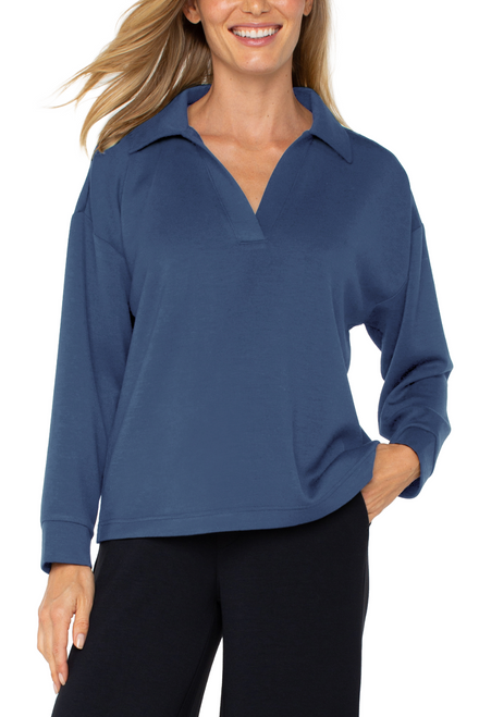 LP V-Neck Popover w/ Collar - Prussian Blue