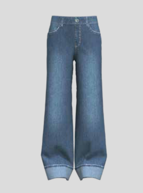 JD Medium Wash Low Rise Cuffed Baggy Wide Leg 