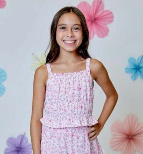 Design History Girl Pink Fluff Combo Tank  , Tween Top, Tween Tank, Tween Clothes, Tween Fashion,  stretchy, fitted, super flattering,  girly boutique detail , spring favorite , spring top, tween spring tops