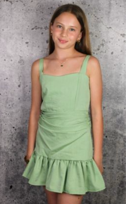 If So Green Gathered Waist Dress, Tween Dress, Tween Fashion, Tween Clothes , Tween formal dresses, Tween summer dresses, tween spring dresses,