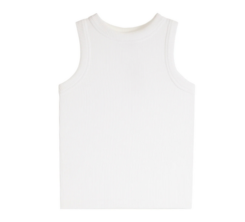 Suzette High Neck Ribbed Seamless Tank White, Tween Tank Top , Tween Tops, Tween Fashion, Sleek, minimal, and effortlessly cool., elevated basic, wear-it-with-everything essential, styled casually or dressed up.