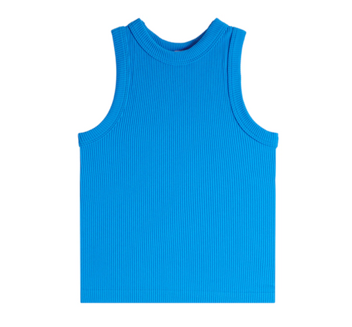 Suzette High Neck Ribbed Seamless Tank Bright Blue, Tween Tank Top , Tween Top, Tween Fashion , Bold, sporty, and effortlessly cool., clean, fitted,Ultra-stretchy and comfortable, polished and easy to wear.