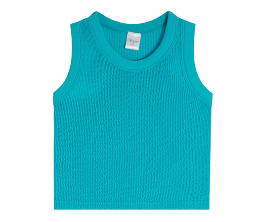 Suzette Smocking Sleeveless Tank Turq Blue ,Tween Tank Top Tween Top, Tween Fashion, bright coastal feel with soft texture and a flattering, feminine fit.fun, fresh, and eye-catching, Bright, airy, and perfectly feminine. easy, cute outfits
