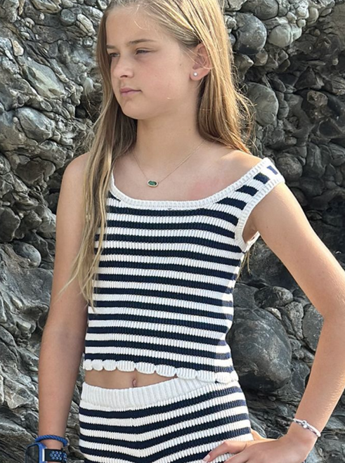 Little Olin Stripe Knit Tank Top in Navy & White, Tween Top , Tween Tank , Tween Clothes, Tween Fashion, timeless, preppy look, feel styled without trying