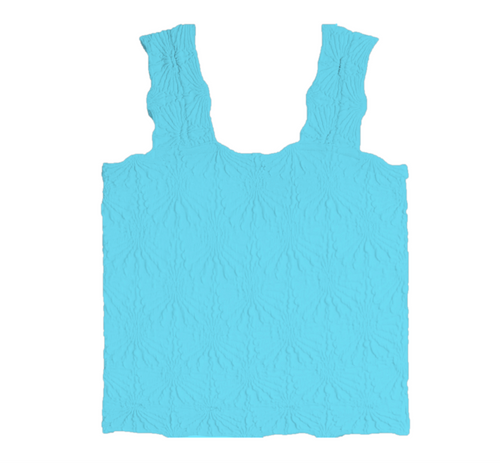 Suzette Tween Smocking Lace Tank Capri Blue, tween tank top, girls lace tank, Capri Blue tank, tween summer fashion, camp outfits for girls, tween boutique clothing, South Shore MA boutique, girls summer style, PHIA Boutique., kids tank. kids top