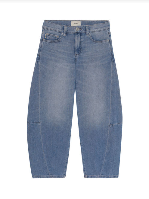 DL1961 Lilia Barrel Kids Jean Indigo Rose Tween Girl Denim , Tween girl barrel leg jeans, Premium tween denim. Barrel leg denim for girls, Trendy tween jeans, Girls boutique clothing, Tween fashion essentials, Back-to-school tween outfits, Everyday tween style, Trendy barrel-leg silhouette, Premium stretch denim for all-day comfort, Soft, durable fabric that keeps its shape, Relaxed fit for easy movement, Perfect for school, weekends, vacations, and everyday wear