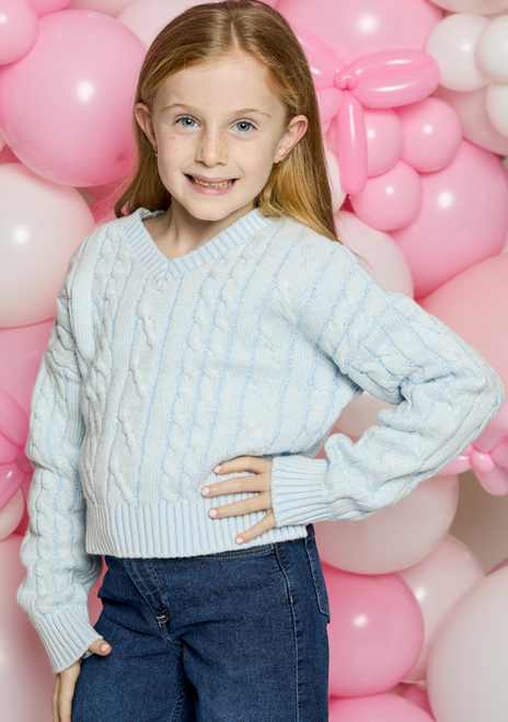Design History Girl Long Sleeve Top Blue Twist Combo , Tween Sweater , Design History Girl, tween sweater, girls sweater, blue sweater, girls long sleeve top, tween clothing, tween fashion, girls boutique clothing, stylish tween outfits, everyday tween style, PHIA Boutique, blue sweater blue girl sweater, girl top, tween top, best tween shop best tween sweater best girl sweater , best kids shop