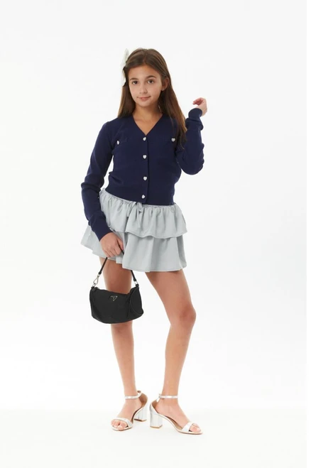 Theme Mickey Lighter Navy with Heart Diamond Buttons Cardigan Sweater  Tween Sweater  Classic navy color Heart-shaped diamond buttons Cute, polished cardigan style, Lighter Navy Cardigan Sweater  Easy to layer over tops and dresses Perfect for school, parties, holidays, and everyday wear Theme Mickey Navy Cardigan Theme tween cardigan sweater Navy cardigan for girls Tween girl cardigan Heart button cardigan Diamond button sweater Tween girls sweaters Girls navy sweater Cute tween clothing Tween boutique fashion Girls fall fashion Tween style PHIA Boutique South Shore tween boutique Massachusetts tween clothing Great addition to a tween girl's wardrobe  best tween boutique best tween sweater best tween clothes