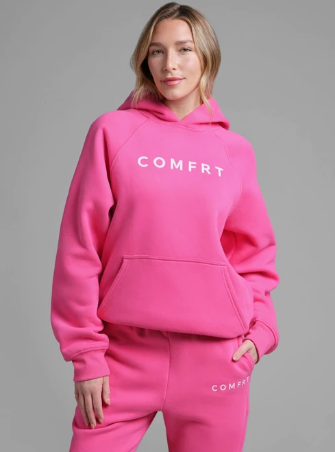 Comfrt Tranquil Hoodie Hot Pink Teen Women Hoodie , COMFRT Tranquil Hoodie, pink hoodie, COMFRT hoodie for teens, women's hot pink sweatshirt, cozy teen clothing, comfortable women's hoodies, casual loungewear, teen fashion boutique, PHIA Boutique.