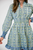 blue and green floral block print dress