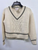 LD V Neck Cable LS Sweater Cream/Black